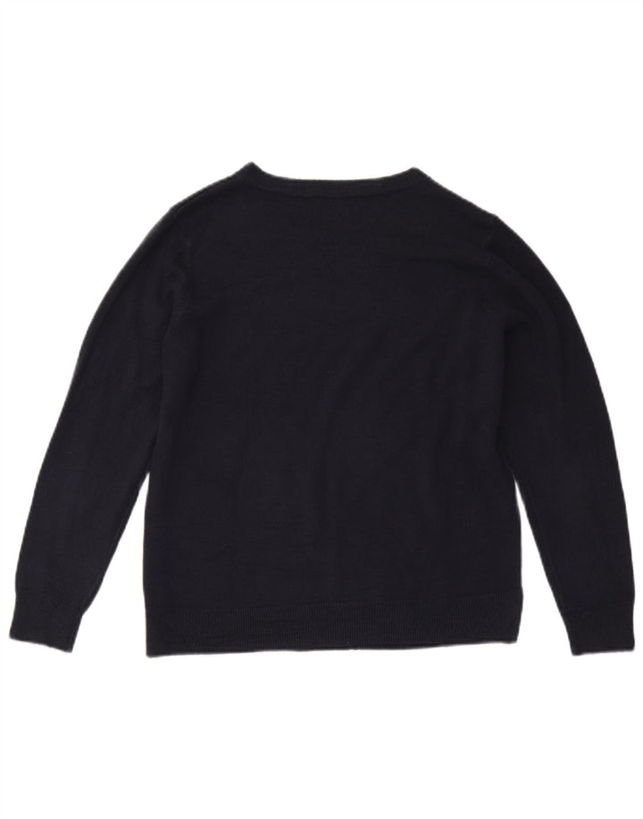 Marks & Spencer Womens Boat Neck Jumper Sweater UK 14 Medium Navy Blue