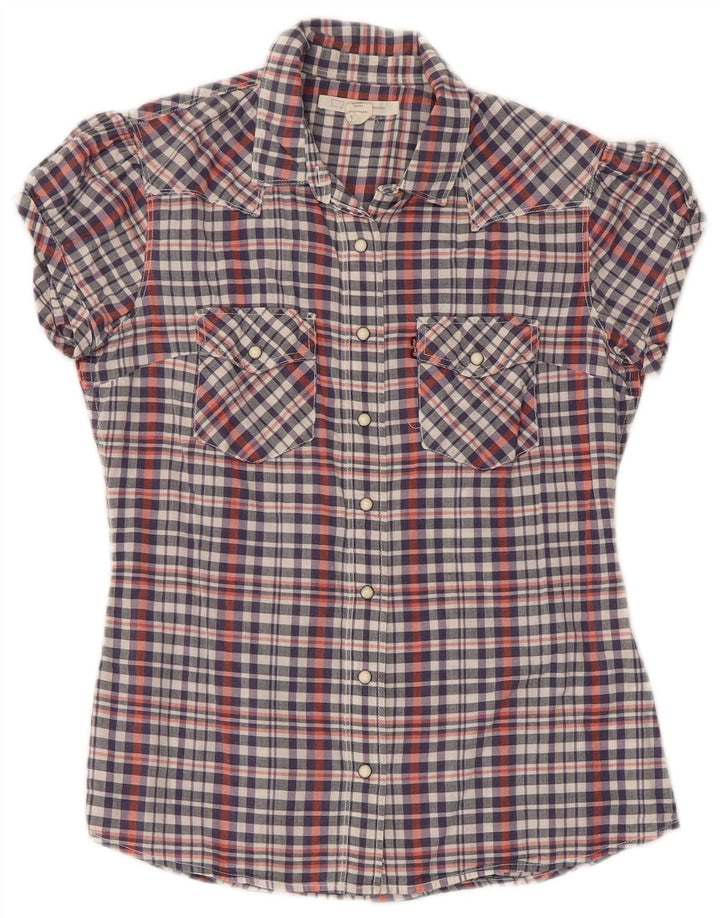 Levi's Womens Short Sleeve Shirt UK 10 Small Multicoloured Check Cotton