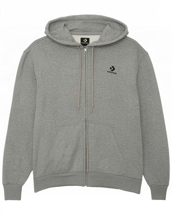 Converse Pull à capuche zippé pour femme UK 44 Coton moucheté gris moyen