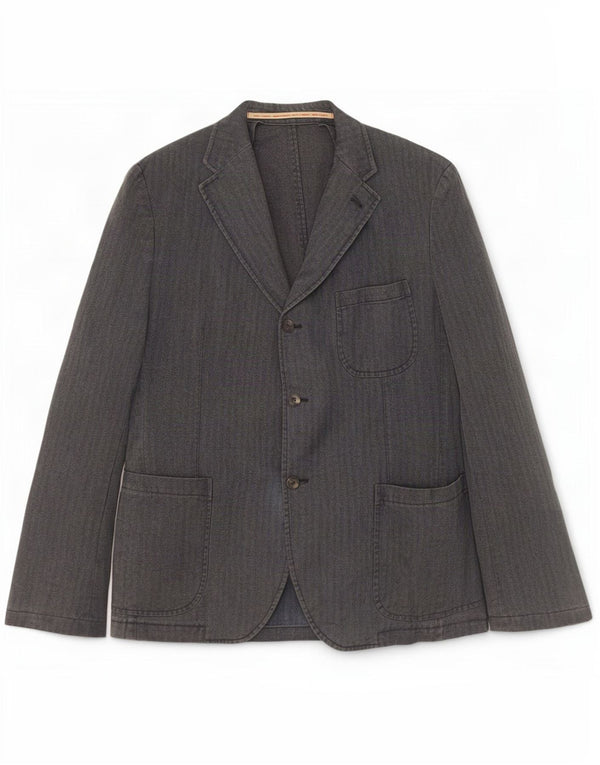 vintage Homme 3 Bouton Blazer Veste IT 52 XL Gris Pinstripe Coton