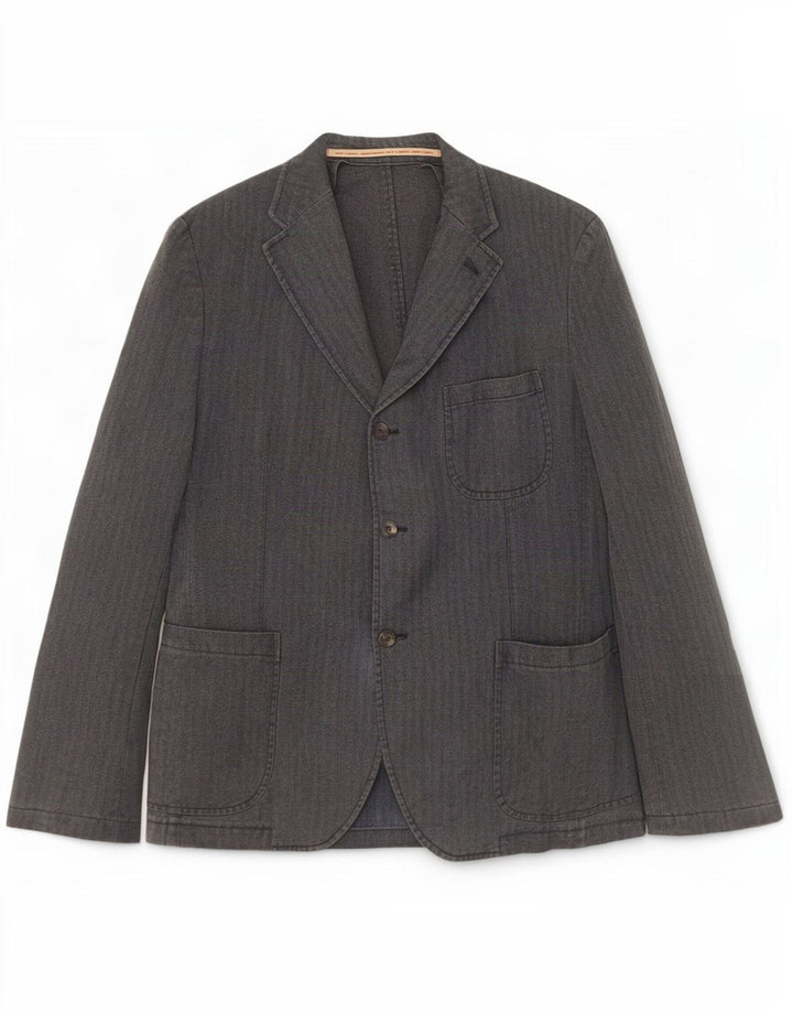 Jachetă vintage pentru bărbați cu 3 nasturi IT 52 XL bumbac cu dungi gri