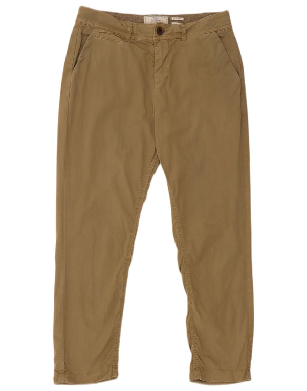 Fat Face Womens Cropped Trousers UK 10 Small W28 L24 Khaki Cotton