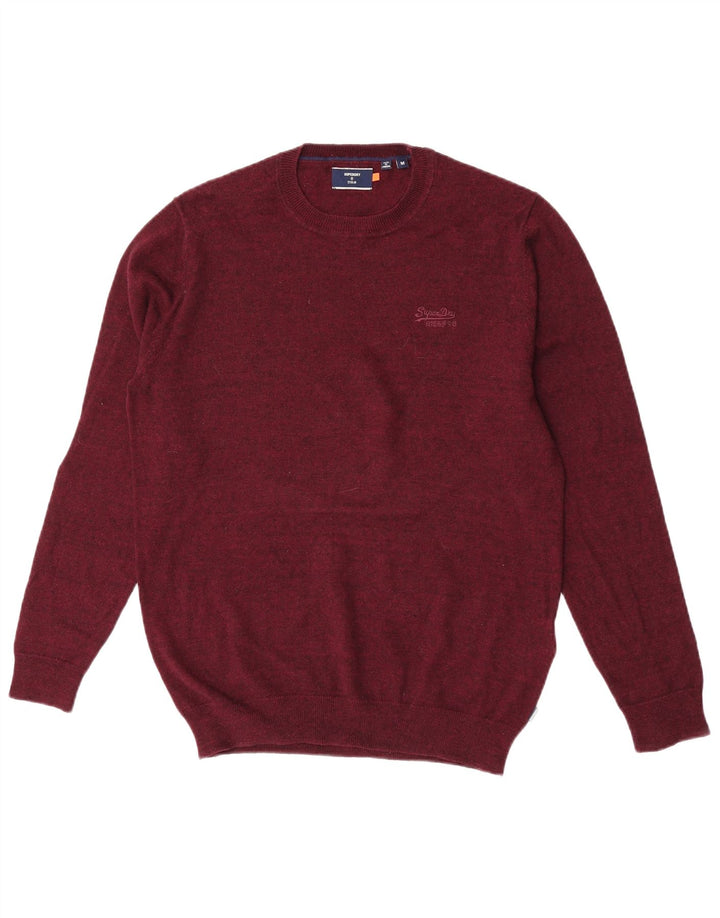 Superdry Mens Crew Neck Jumper Sweater Medium Maroon Cotton
