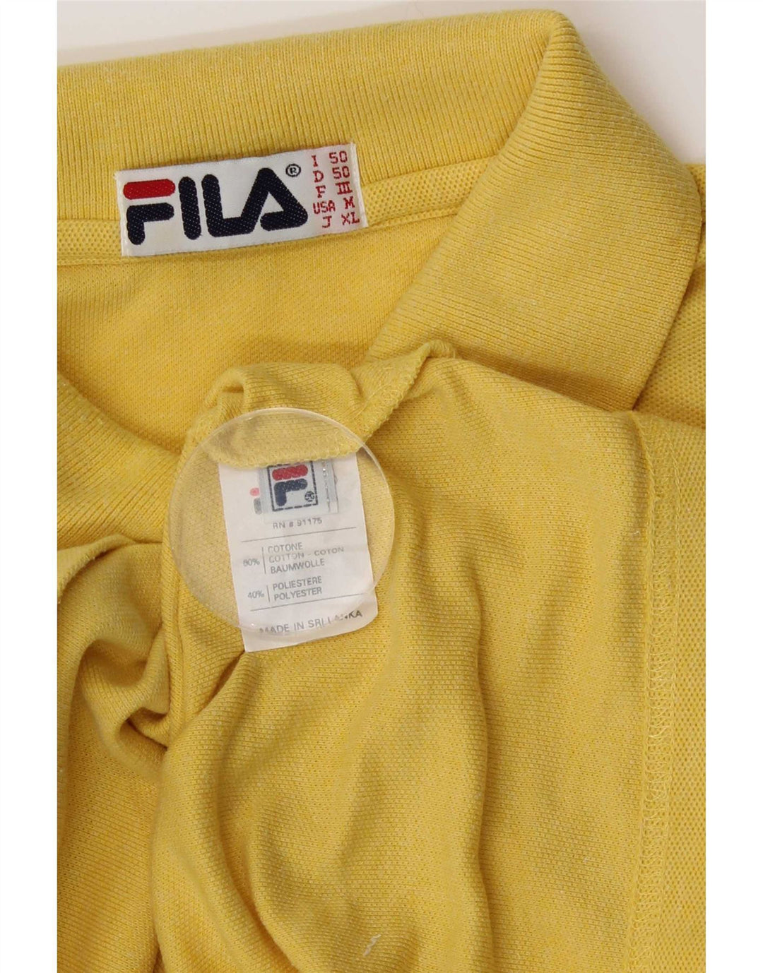 Camisa polo masculina Fila IT 50 algodão amarelo médio