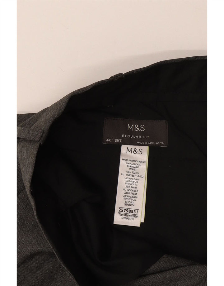 Marks & Spencer Mens Short Regular Fit Suit Trousers W40 L30 Grey Polyester