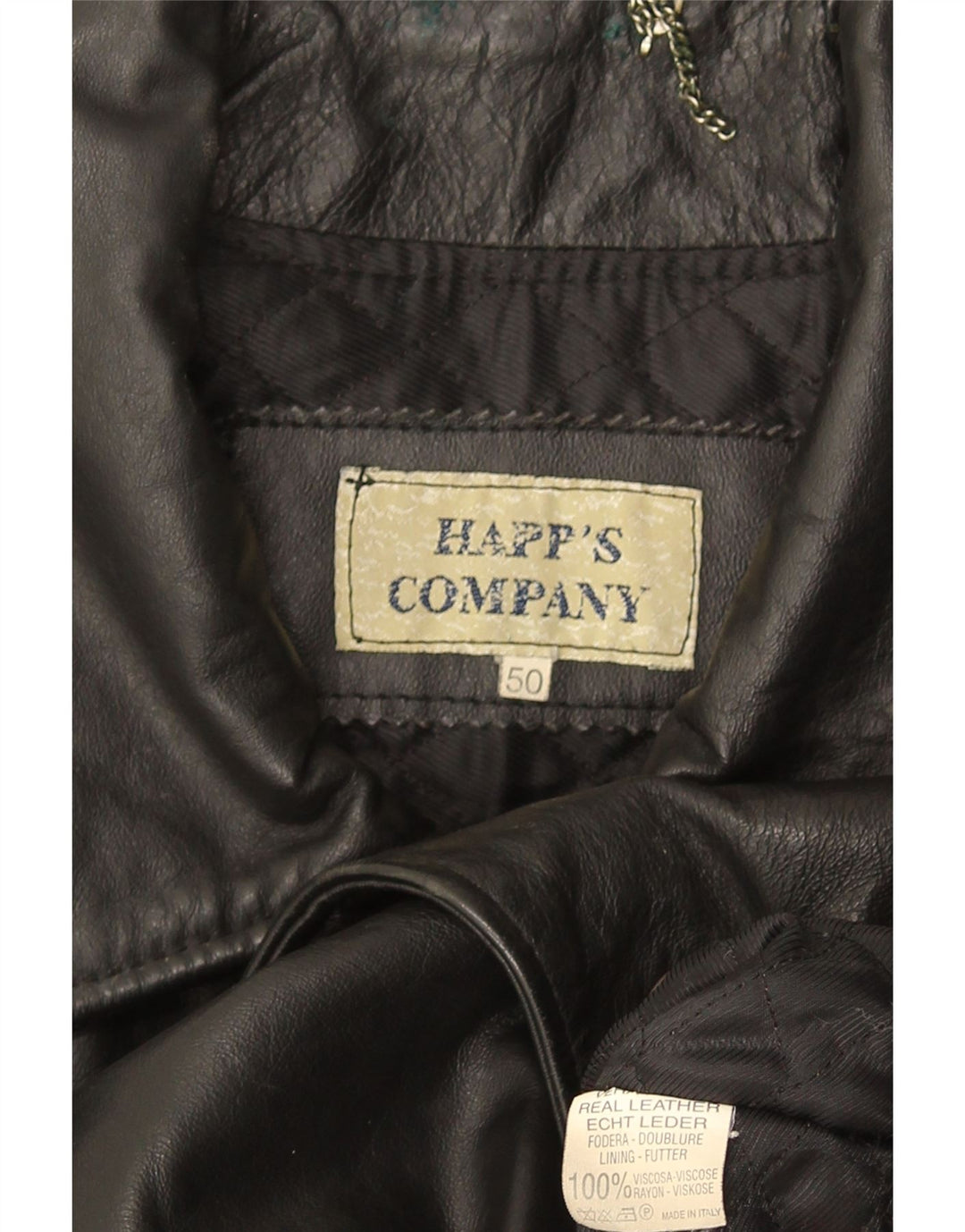 Giacca in pelle vintage da uomo IT 50 grande in pelle nera