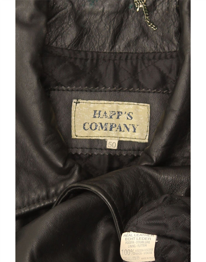 Giacca in pelle vintage da uomo IT 50 grande in pelle nera