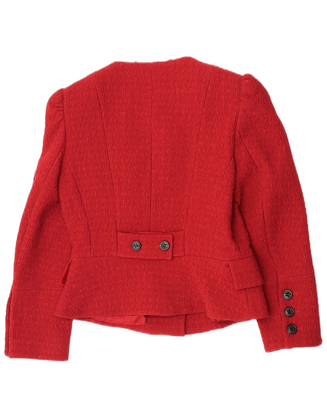Karen Millen Womens Crop Blazer Jacket UK 12 Medium Burgundy Polyamide