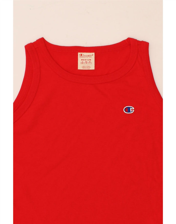 CHAMPION Womens Crop Vest Top UK 14 Medium Red Cotton Vintage Champion and Second-Hand Champion from Messina Hembry 