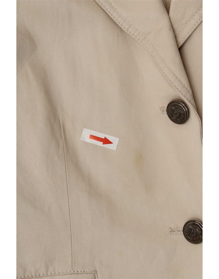 Massimo Dutti Damen 2-Knopf-Blazerjacke UK 12 Mittelbeige Baumwolle