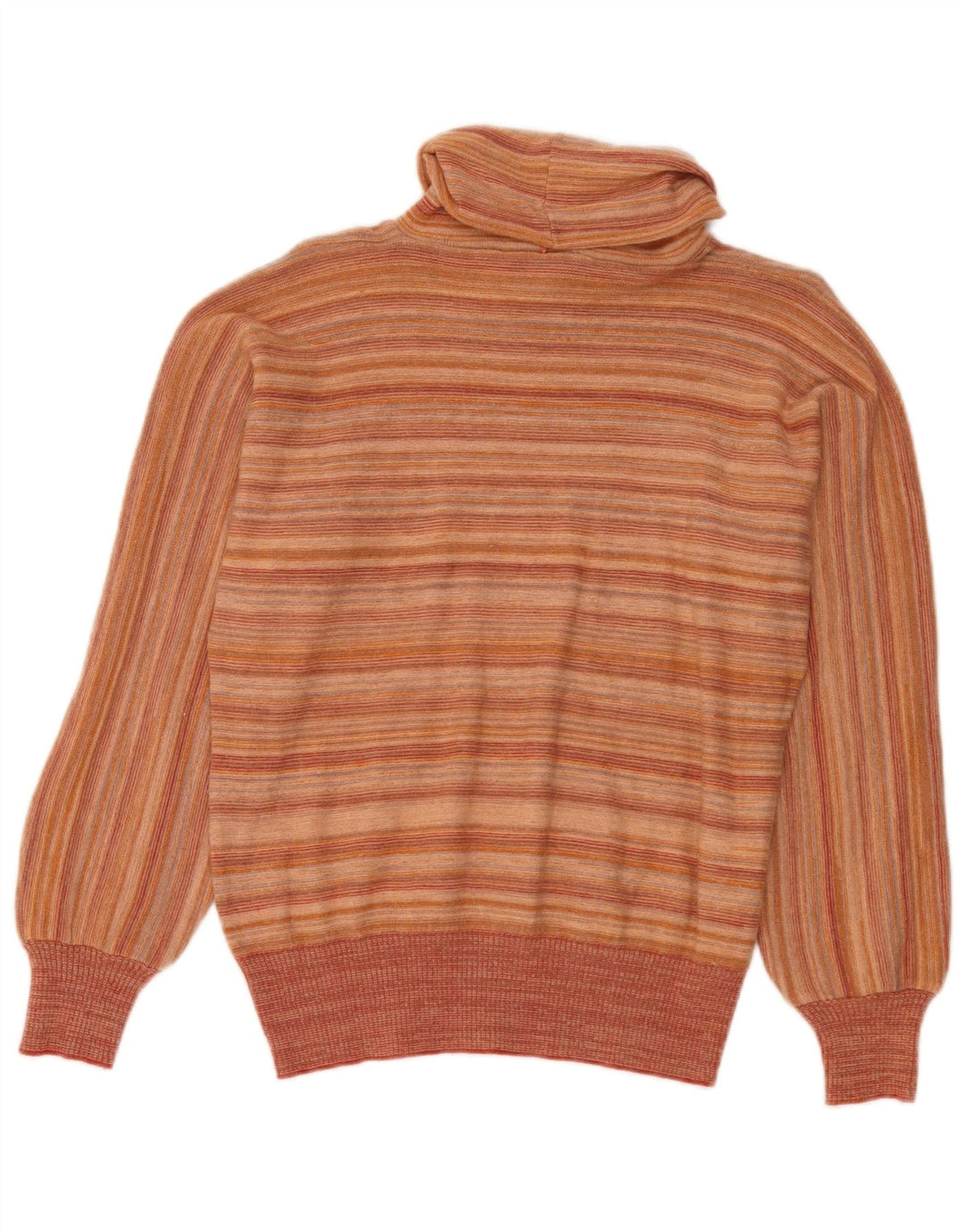 Vintage Dame Roll Neck Jumper Sweater IT 44 Medium Orange Stribet