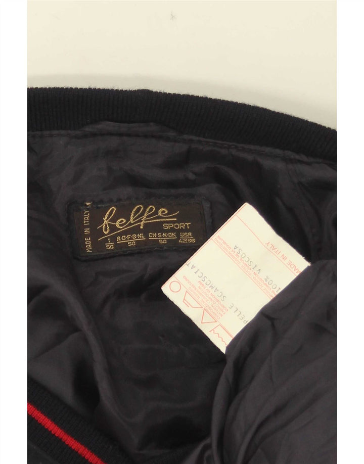 Belfe Herre Ruskind Bomber Jacket IT 50 Large Navy Blue Læder