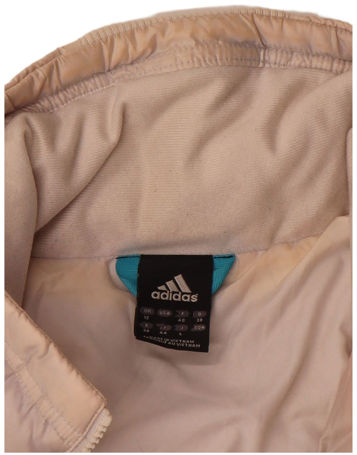 Adidas Womens Padded Jacket UK 12 Medium Beige Nylon