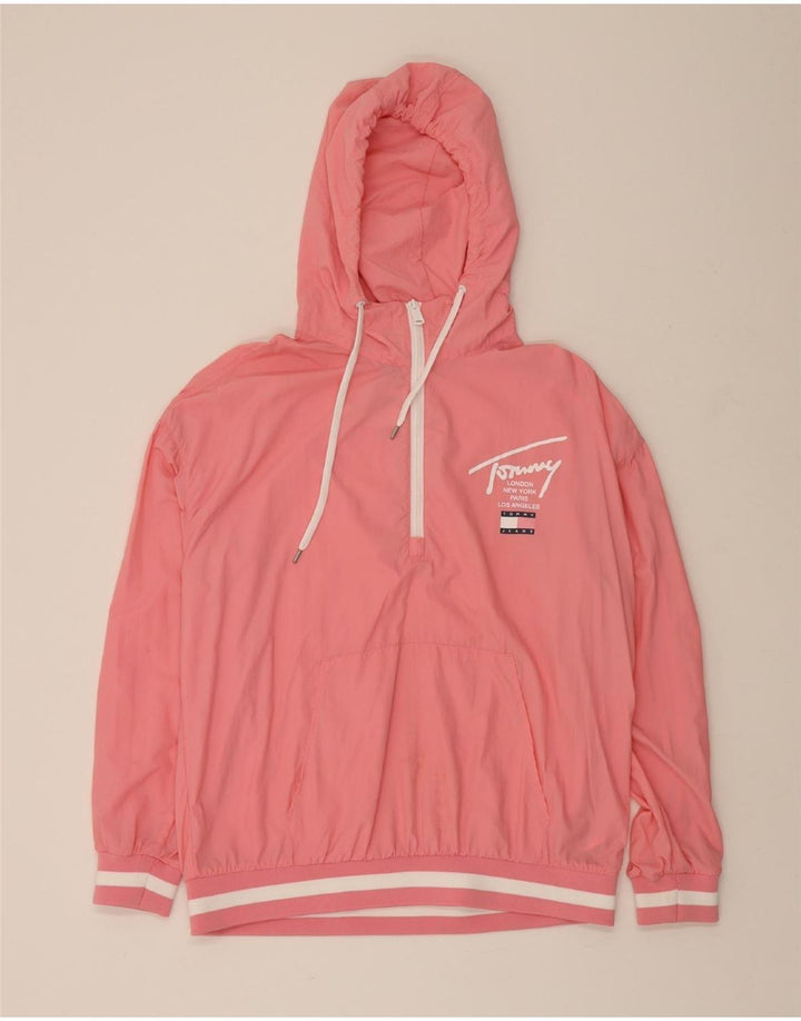 TOMMY HILFIGER Womens Oversized Pullover Rain Jacket UK 10 Small Pink Vintage Tommy Hilfiger and Second-Hand Tommy Hilfiger from Messina Hembry 