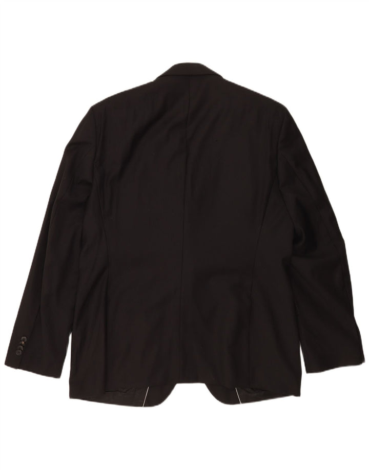 Hugo Boss Mens 2 Button Blazer Jacket EU 56 3XL Black Pinstripe Virgin Wool
