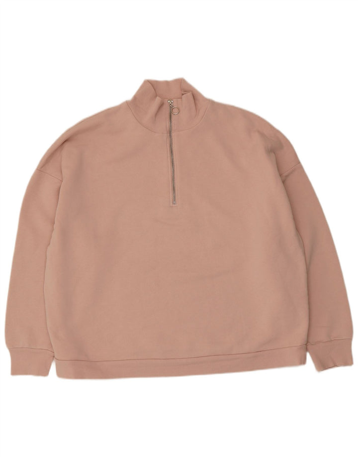 Marks & Spencer Womens Oversized Zip Neck Sweatshirt Jumper UK 18 XL Pink