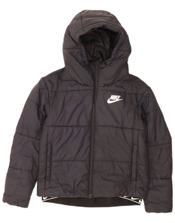 Nike Ženska podstavljena jakna s kapuljačom s grafičkim motivima UK 10 Mala crna poliesterska