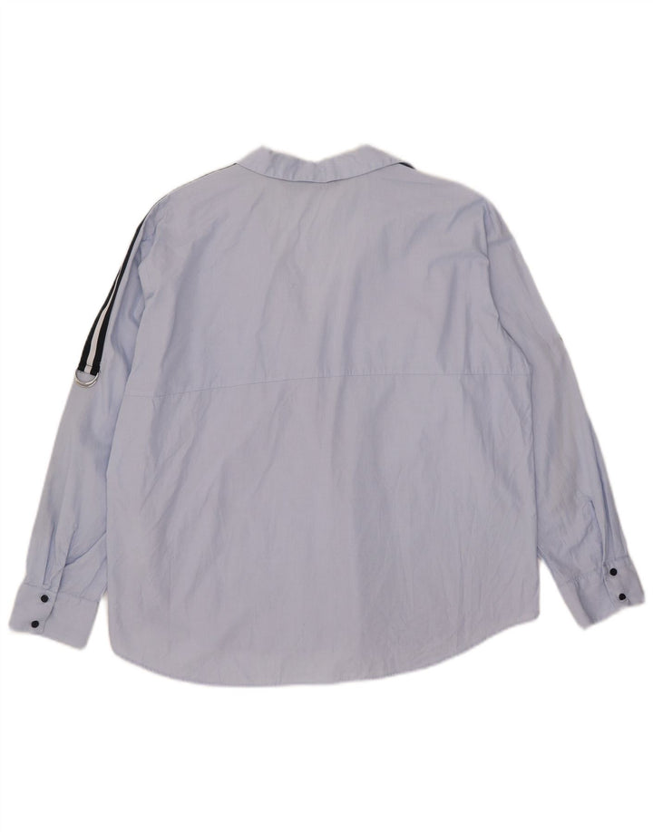 Zara Womens Oversized Shirt UK 6 XS Blue Cotton