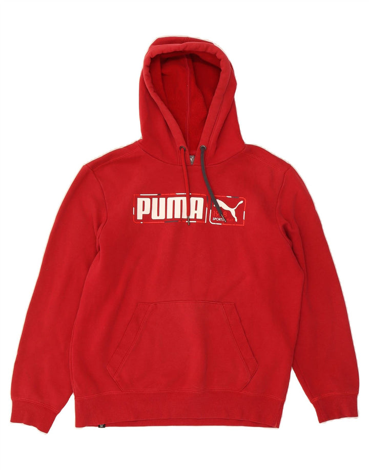 PUMA Mens Graphic Hoodie Jumper Medium Red Cotton Vintage Puma and Second-Hand Puma from Messina Hembry 