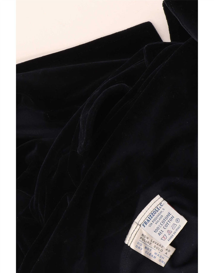 Fraizzoli Herre Velvet Double Breasted Blazer Jacket UK 38 Medium Navy Blue