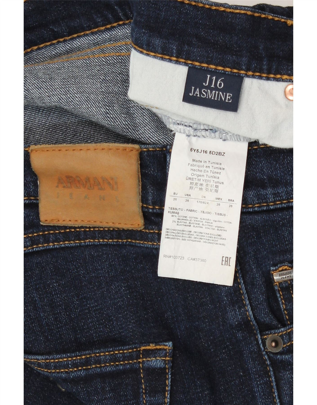 Armani Womens Jasmine Bootcut Jeans W26 L27 Navy Blue Cotton