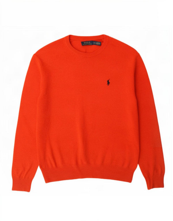 Polo Ralph Lauren Mens Crew Neck Jumper Sweater Medium Orange Wool