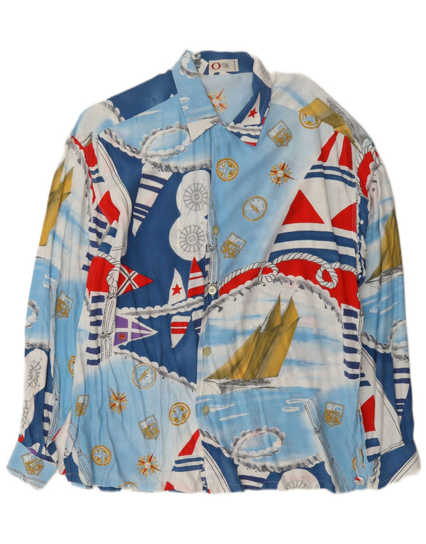 Vintage Mens Graphic Shirt Large Blue