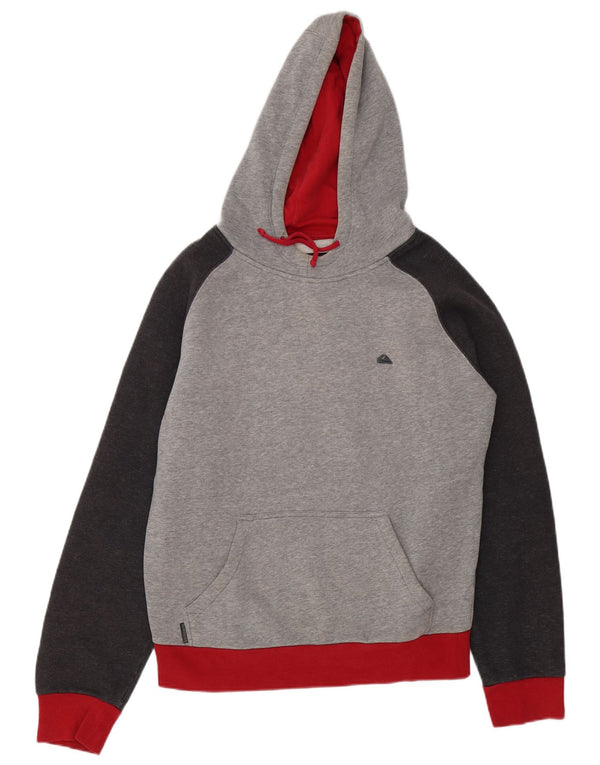 Quiksilver Mens Hoodie Jumper Medium Grey Colourblock Cotton