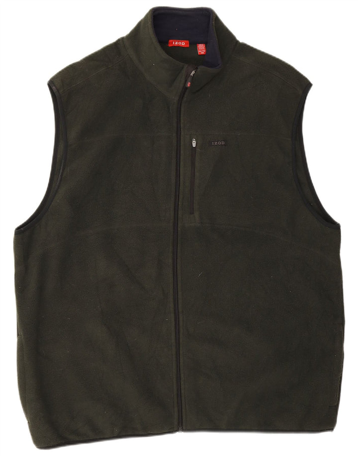IZOD Herre Fleece Gilet UK 44 2XL Khaki Polyester