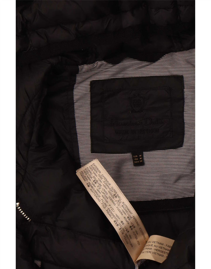 Massimo Dutti Veste matelassée à capuche pour femme UK 12 Medium Black Nylon