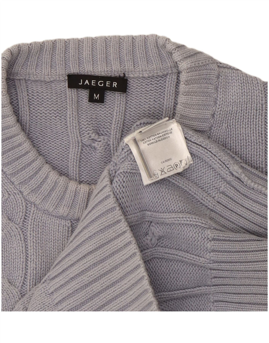 Maglione maglione girocollo da uomo Jaeger in cotone grigio medio