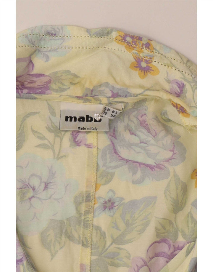 mabb Damen Kurzarm-Hemdbluse UK 12 Medium Mehrfarbig mit Blumenmuster
