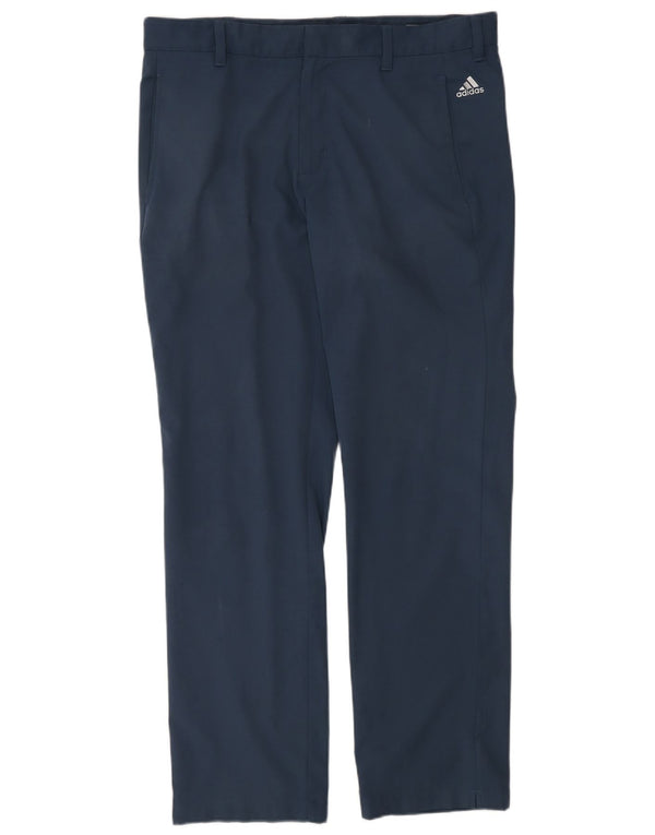 Pantaloni chino Adidas da uomo vestibilità regolare W34 L32 blu navy poliestere sportivo