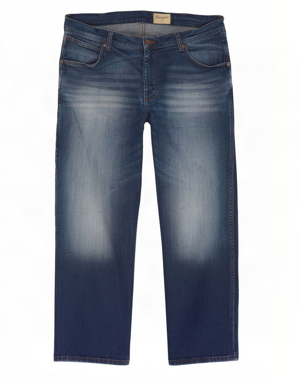 Wrangler Mens Greensboro Straight Jeans W36 L30 Blue Cotton