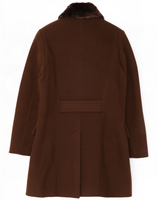 Jigsaw Womens Double Breasted Coat UK 10 Small Brown Wool