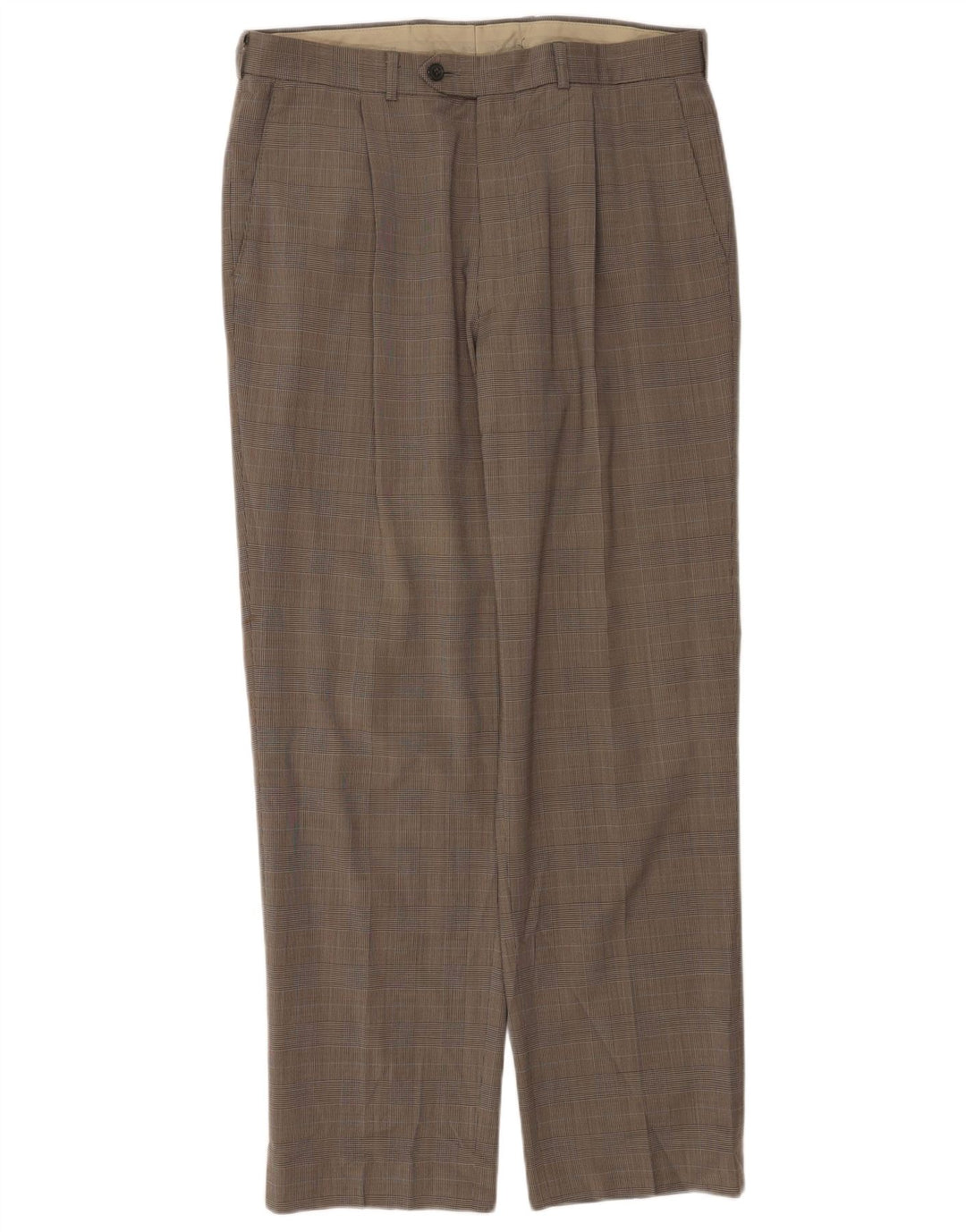 Marks & Spencer Herre Pegged Suit Bukser W34 L30 Beige Houndstooth