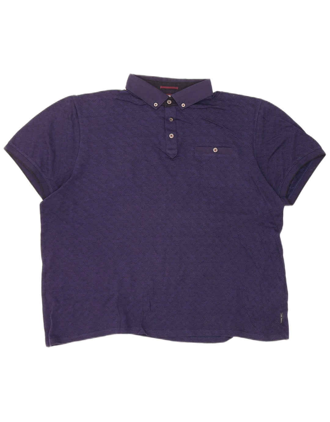 Ted Baker Mens Polo Shirt Size 6 2XL Navy Blue Check Cotton