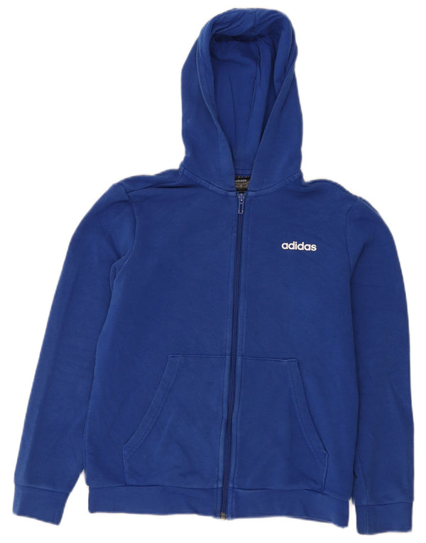 Adidas Boys Zip Hoodie Sweater 11-12 Years Blue Cotton