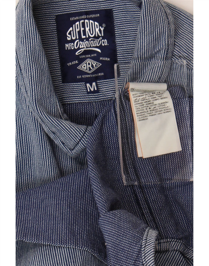 Superdry Mens Regular Fit Shirt Medium Navy Blue Pinstripe Cotton