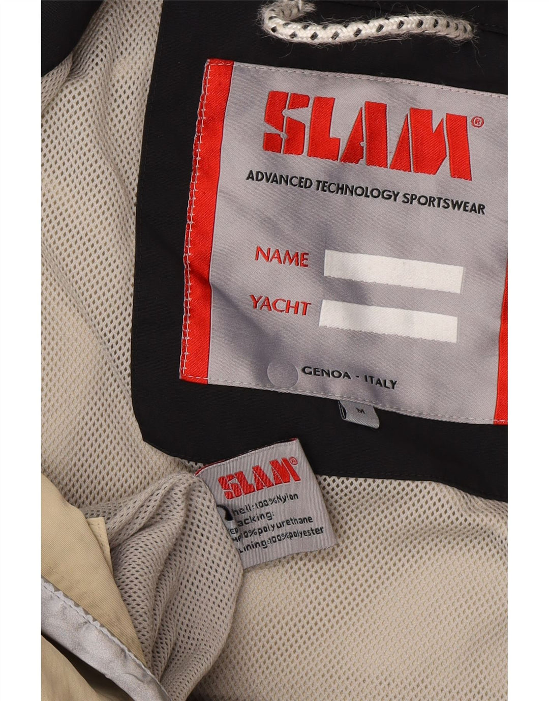 SLAM Mens Windbreaker Jacket UK 38 Medium Beige Nylon Vintage Slam and Second-Hand Slam from Messina Hembry 