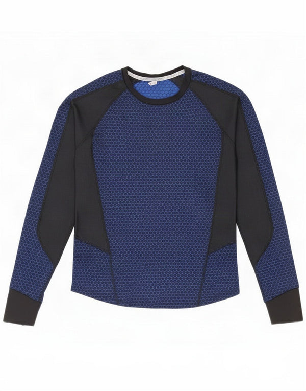 Under Armour Womens Top Long Sleeve UK 14 Large Blue Colourblock