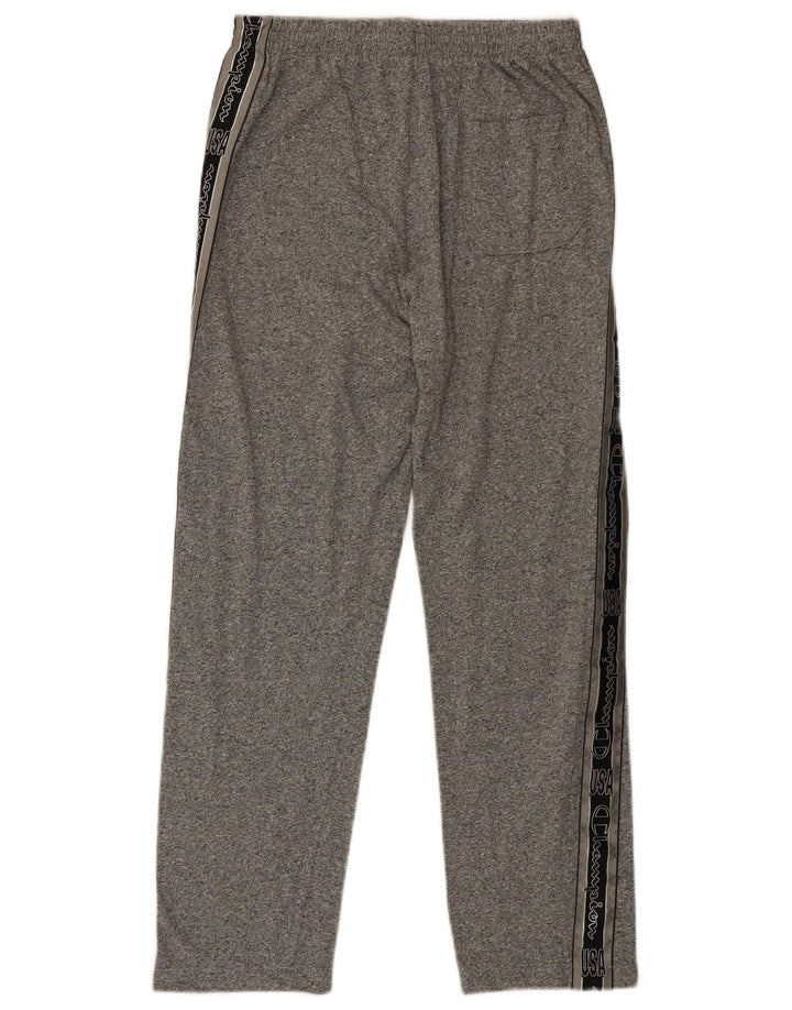 CHAMPION Mens Graphic Tracksuit Trousers Large  Grey Cotton