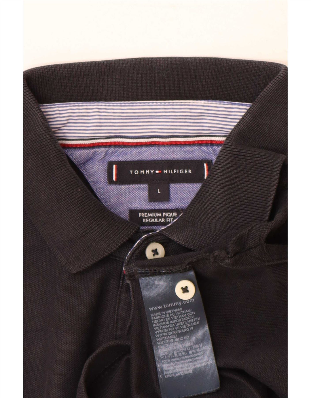 Tommy Hilfiger Mens Regular Fit Polo Shirt Large Black Cotton