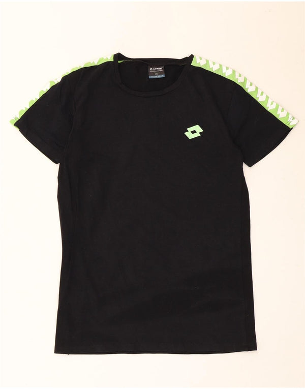 Lotto Herre grafisk T-shirt Top Medium Sort Colourblock Bomuld