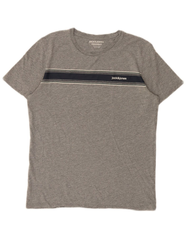 Jack & Jones Hombre Camiseta Top Small Gris Colorblock