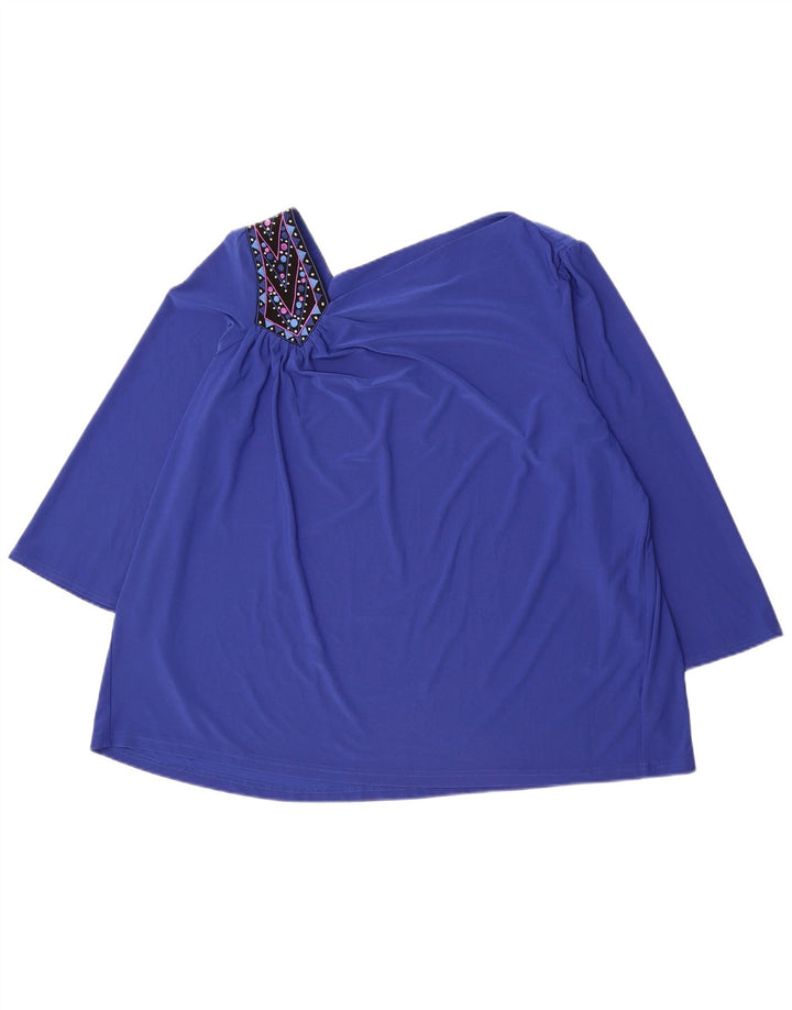 BOB MACKIE Womens Oversized 3/4 Sleeve Blouse Top UK 18 XL Blue Polyester