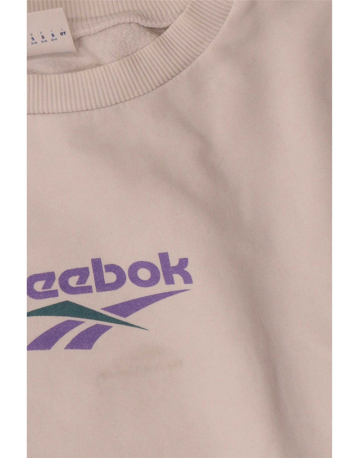 Reebok Womens Oversized Crop Sweatshirt Jumper UK 8/10 Small White