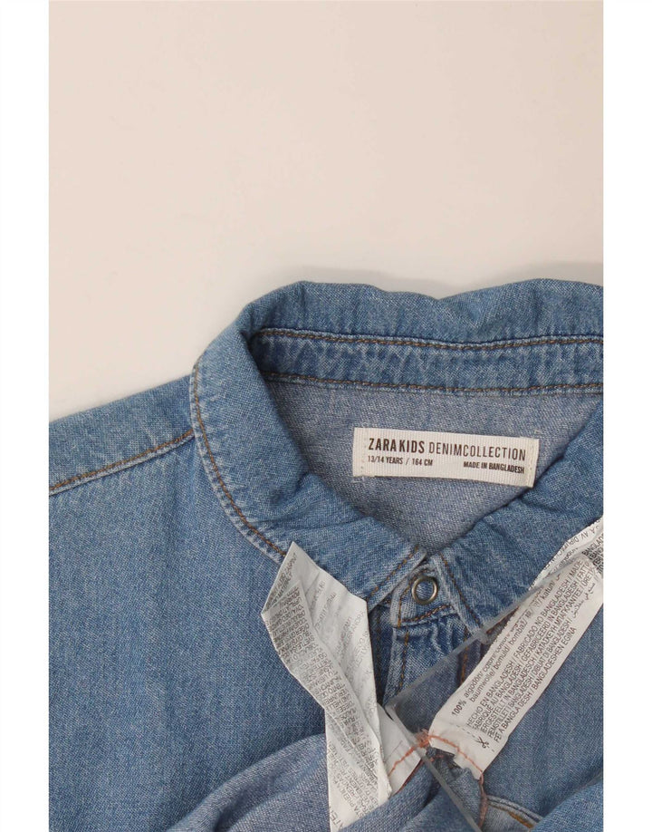 Zara Boys Denim Shirt 13-14 Years Blue Cotton