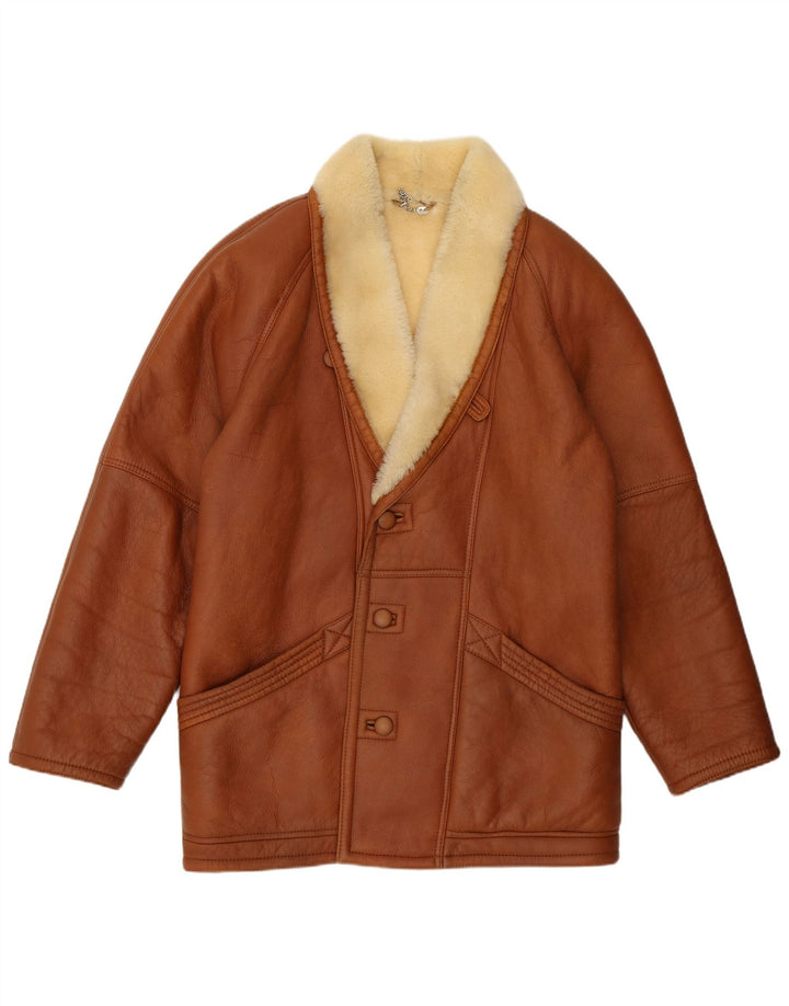 Vintage męska kurtka Shearling IT 52 XL Brązowa kurtka Shearling