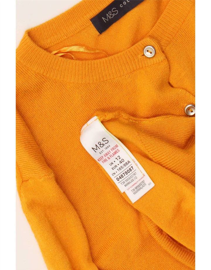 Marks & Spencer Womens Regular Fit Cardigan Sweater UK 12 Medium Yellow